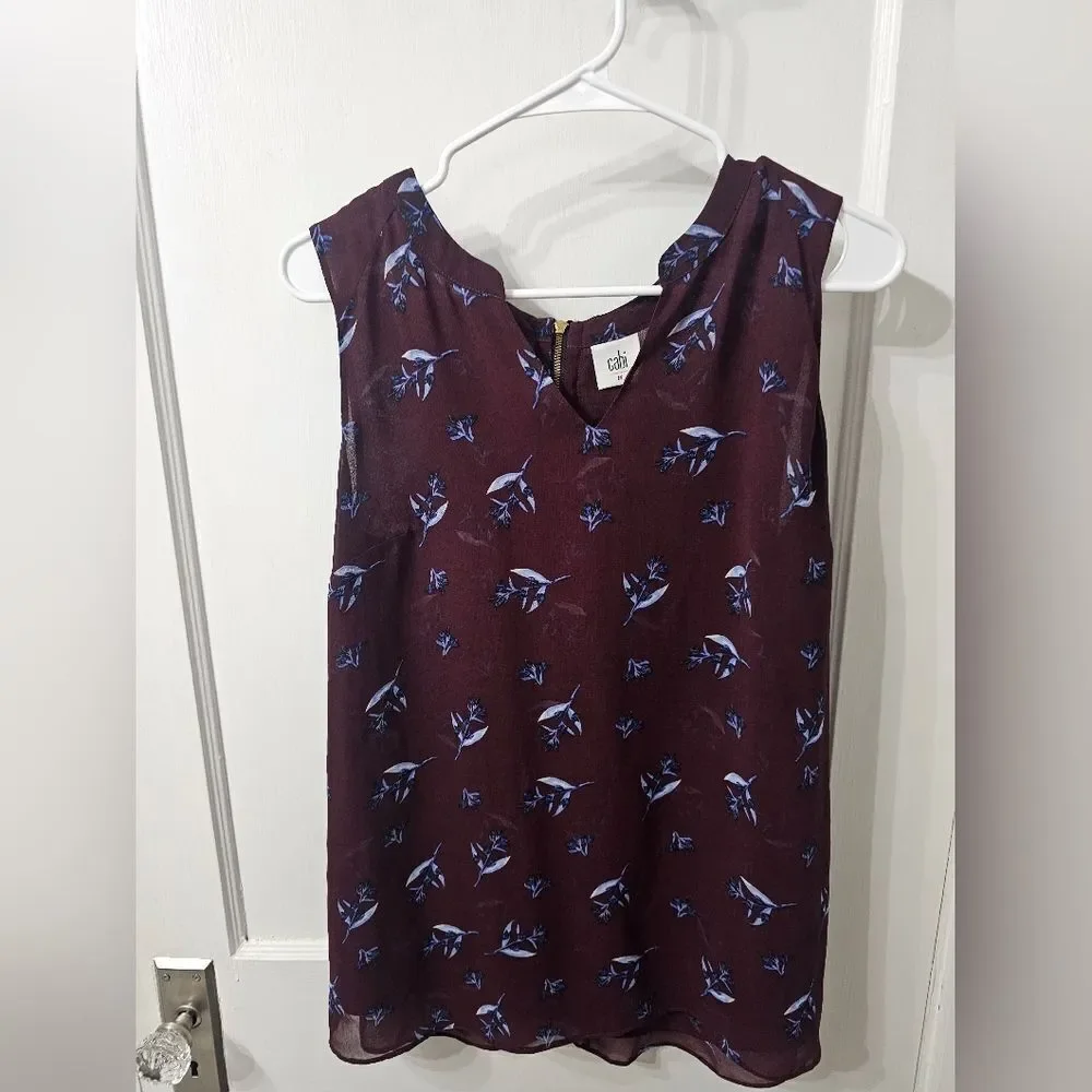 Cabi Burgundy Floral Tank Size Medium Excellent Condition